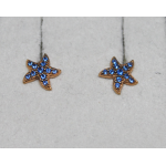 ORECCHINI IN ORO 18KT ROSA CON TOPAZI LONDON BLUE STELLA MARINA/PAVE'/BLU