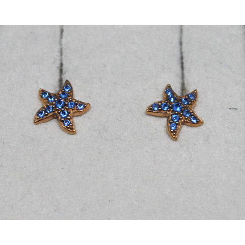 ORECCHINI IN ORO 18KT ROSA CON TOPAZI LONDON BLUE STELLA MARINA/PAVE'/BLU