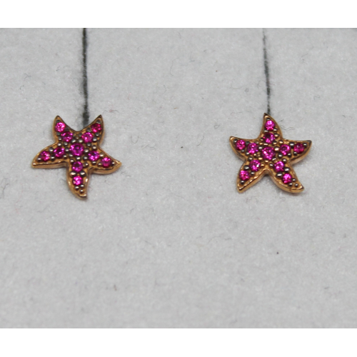 ORECCHINI IN ORO 18KT ROSA CON DURALITI STELLA MARINA/PAVE'/ROSSO