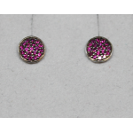 ORECCHINI IN ORO 18KT BIANCO CON DURALITI TONDO/PAVE'/BORDEAUX