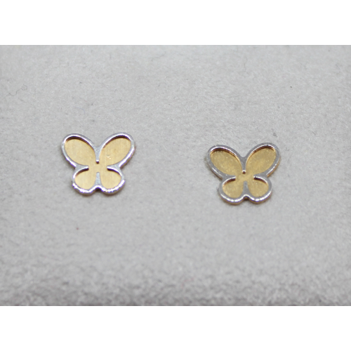 ORECCHINI IN ORO GIALLO 18KT -  SATINATO FARFALLA BICOLORE