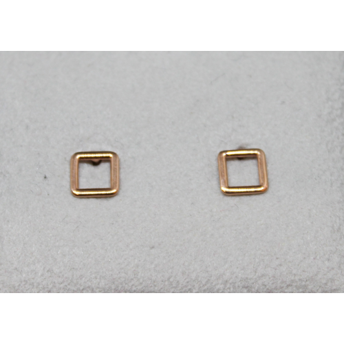 ORECCHINI IN ORO ROSA 18KT -  QUADRATO APERTO