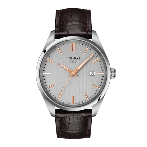 PR100/GR/Q/ACIER/CUIR BRUN/ARGENTE
