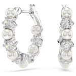 MATRIX:ORECCHINO A BUCO PEARL HOOPS WHIT