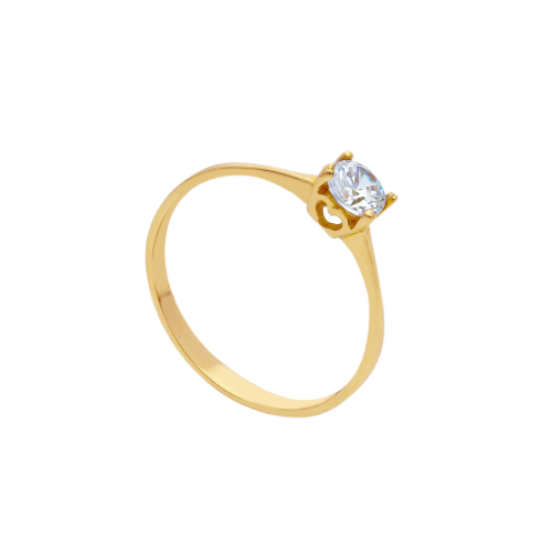 ANELLO IN ORO GIALLO 18KT - SOLITARIO ZIRCONE ORO GIALLO