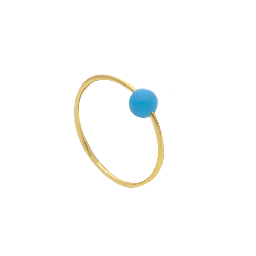 ANELLO IN ORO GIALLO 18KT - A FILO CONSFERA TURCHESE