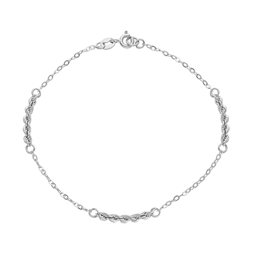 BRACCIALE IN ORO BIANCO 18KT ROLLO' + CORDA CM 20