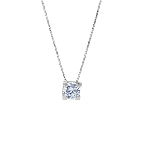 COLLANA IN ORO 18KT BIANCO PUNTO LUCE OVER CON ZIRCONE