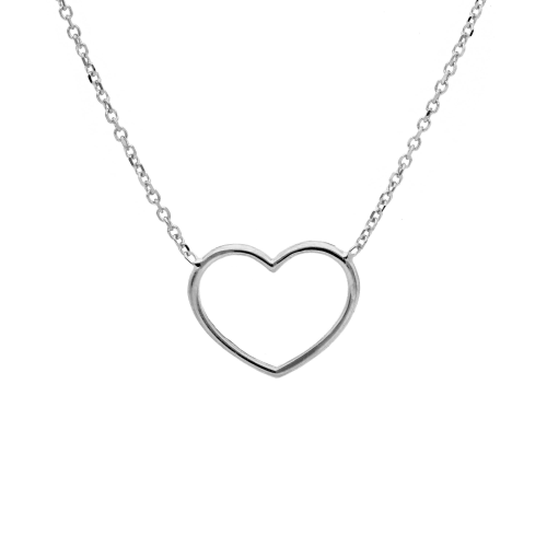 COLLANA IN ORO18KT BIANCO CUORE GRANDE APERTO