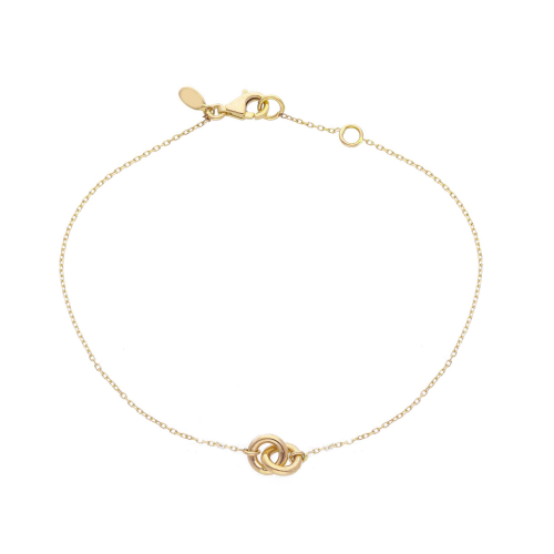 BRACCIALE IN ORO GIALLO 18 KT CON DOPPIO CERCHIO CM 17/19