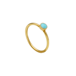 ANELLO IN ORO GIALLO 18KT - CON TONDO AZZURRO SMALTO