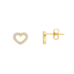 ORECCHINI IN ORO 18KT GIALLO A FILO CUORE CON ZIRCONI