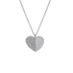 COLLANA IN ORO18KT BIANCO CUORE E ZIRCONI