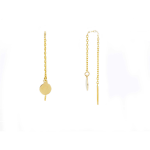 ORECCHINI IN ORO GIALLO 18KT -  A CATENA IN  CIONDOLO TONDO