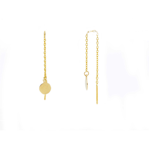 ORECCHINI IN ORO GIALLO 18KT -  A CATENA IN  CIONDOLO TONDO