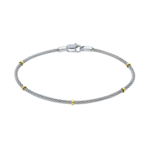 Bracciale Acciaio con dettaglio Sfere in oro 18KT - GRIGIO