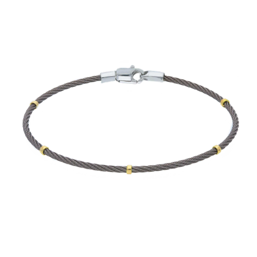 Bracciale Acciaio con dettaglio Sfere in oro 18KT - NERO