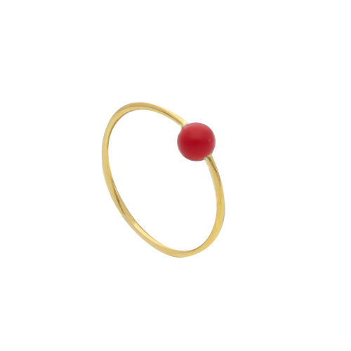 ANELLO IN ORO GIALLO 18KT - A FILO CONSFERA CORALLO