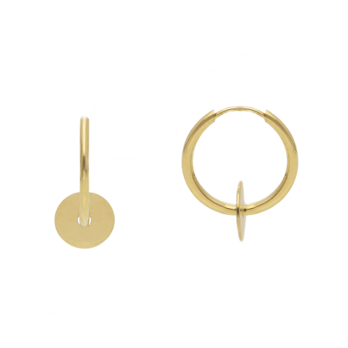 ORECCHINI IN ORO GIALLO 18KT - CERCHIO SOTTILE CON CIONDOLO A FORMA DI TONTO 1.4