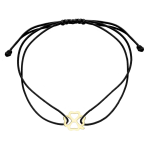 Bracciale corda con dettaglio in oro 18KT Nero / Quadrifoglio