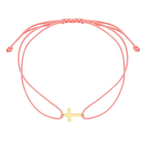 Bracciale corda con dettaglio in oro 18KT Rosa / Croce
