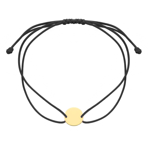 Bracciale corda con dettaglio in oro 18KT Nero / Cerchio
