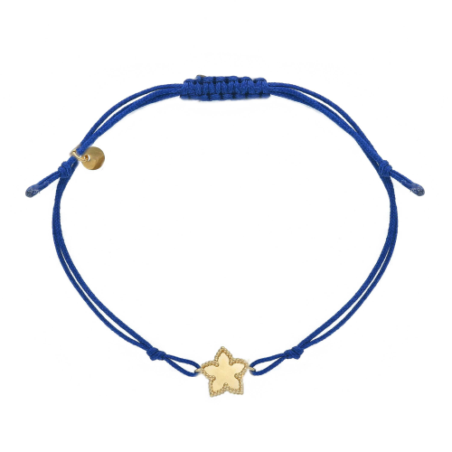 Bracciale corda con dettaglio in oro 18KT Blu / Fiore
