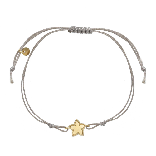 Bracciale corda con dettaglio in oro 18KT Grigio / Fiore