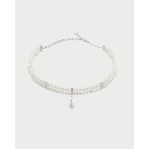 GR AG 925% CHOKER ELASTICO DOPPIO FILO PEARL DROP