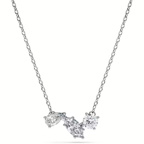 SCD :NECKLACE 3 STONES 0.8CT AG925