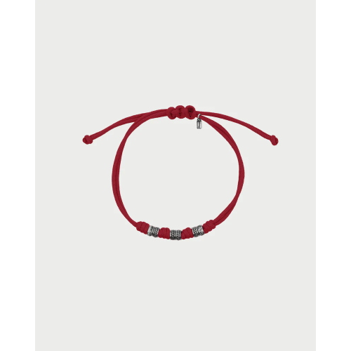 BRACCIALETTO TESS NODI E 6 RONDELLE ROSSO