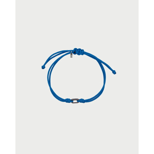 BRACCIALETTO 2 NODI + OVALE PALLINI AZZURRO