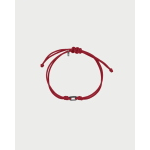 BRACCIALETTO 2 NODI + OVALE PALLINI ROSSO