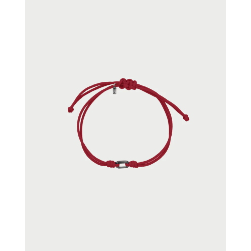BRACCIALETTO 2 NODI + OVALE PALLINI ROSSO