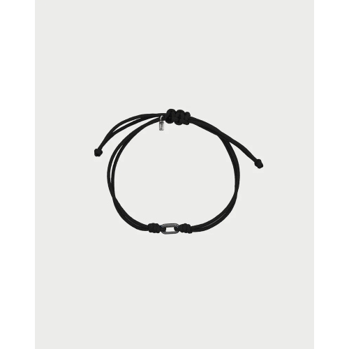BRACCIALETTO 2 NODI + OVALE PALLINI NERO