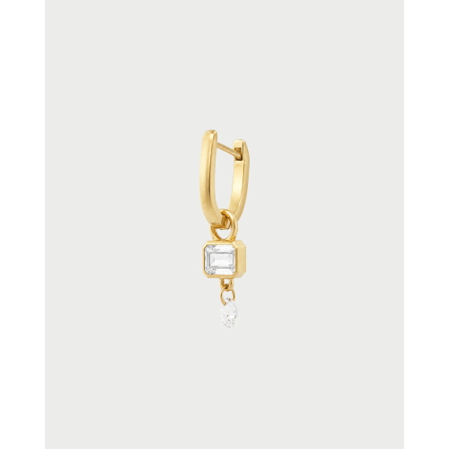 MONO-ORECCHINO AG 925% HOOP EMERALD DROP